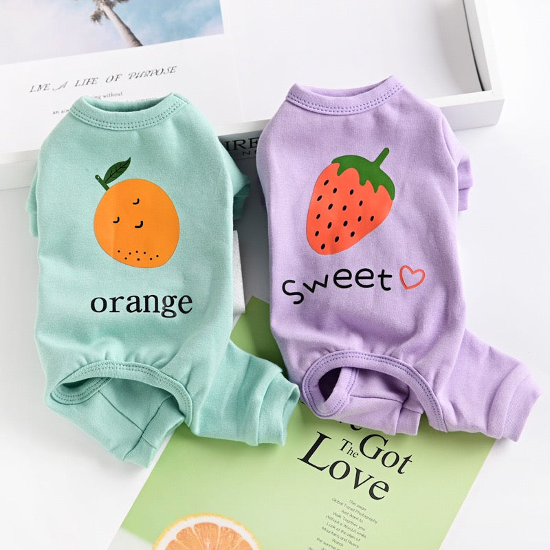 Polera Perro Frutas con Mangas